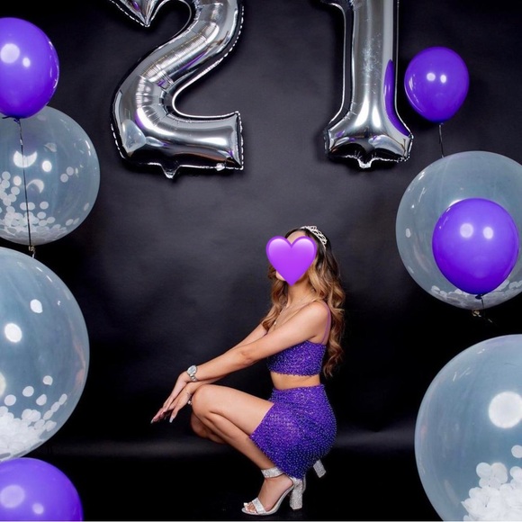 Oh Polly Embellished Purple Co Ord Set - Picture 3 of 7